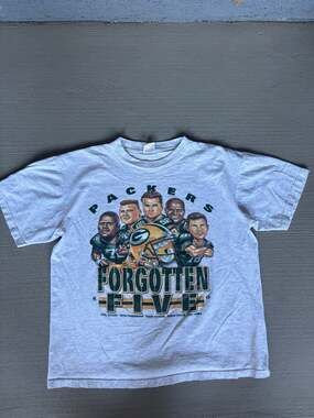NFL Vintage Green Bay Packers Shirt Large Gray 90s Caricature